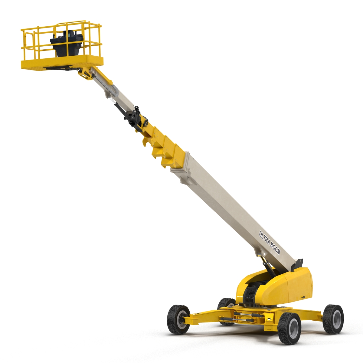 Telescopic Boom Lift Generic 4 Yellow Rigged 3D model