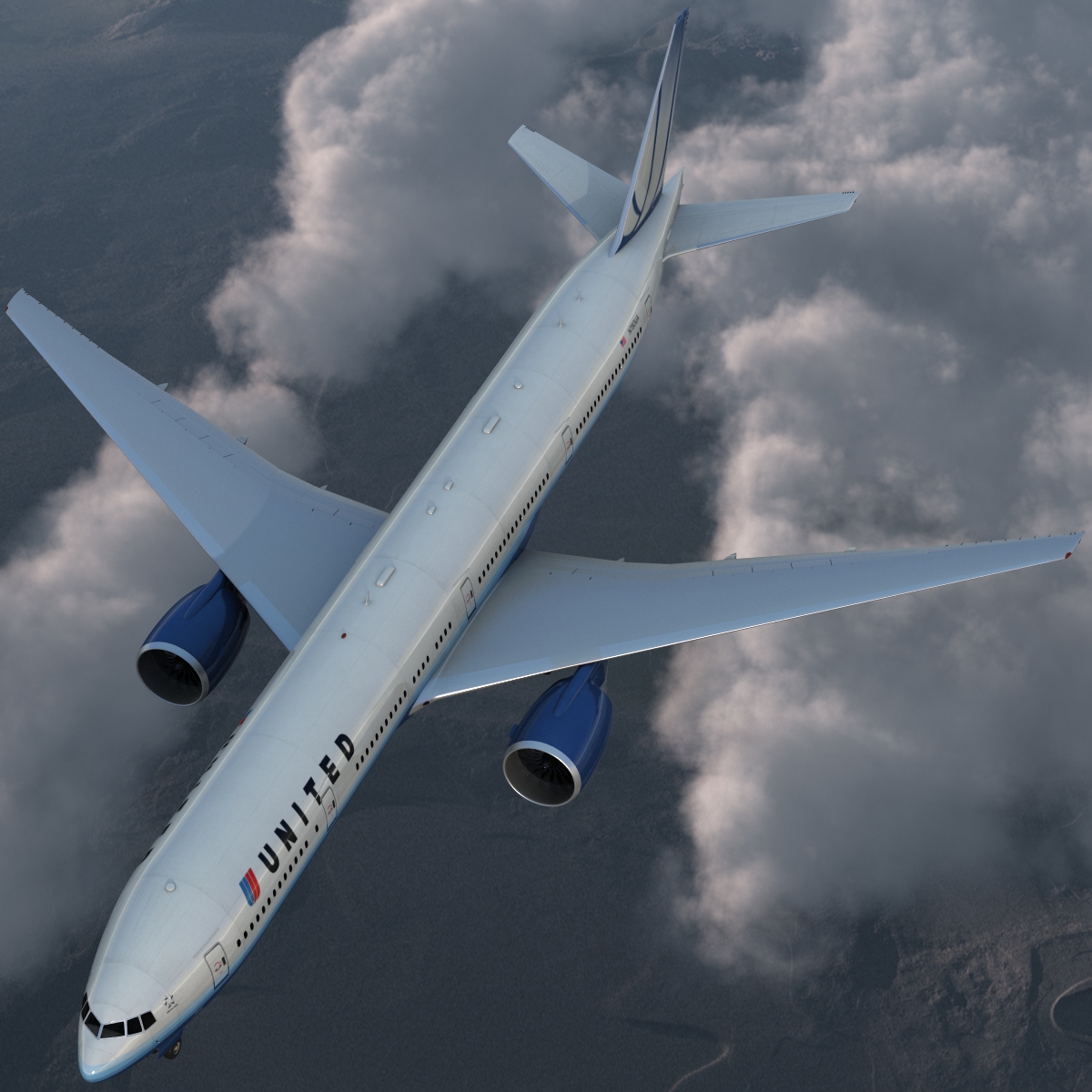 3D model Boeing 777 300 United Airlines