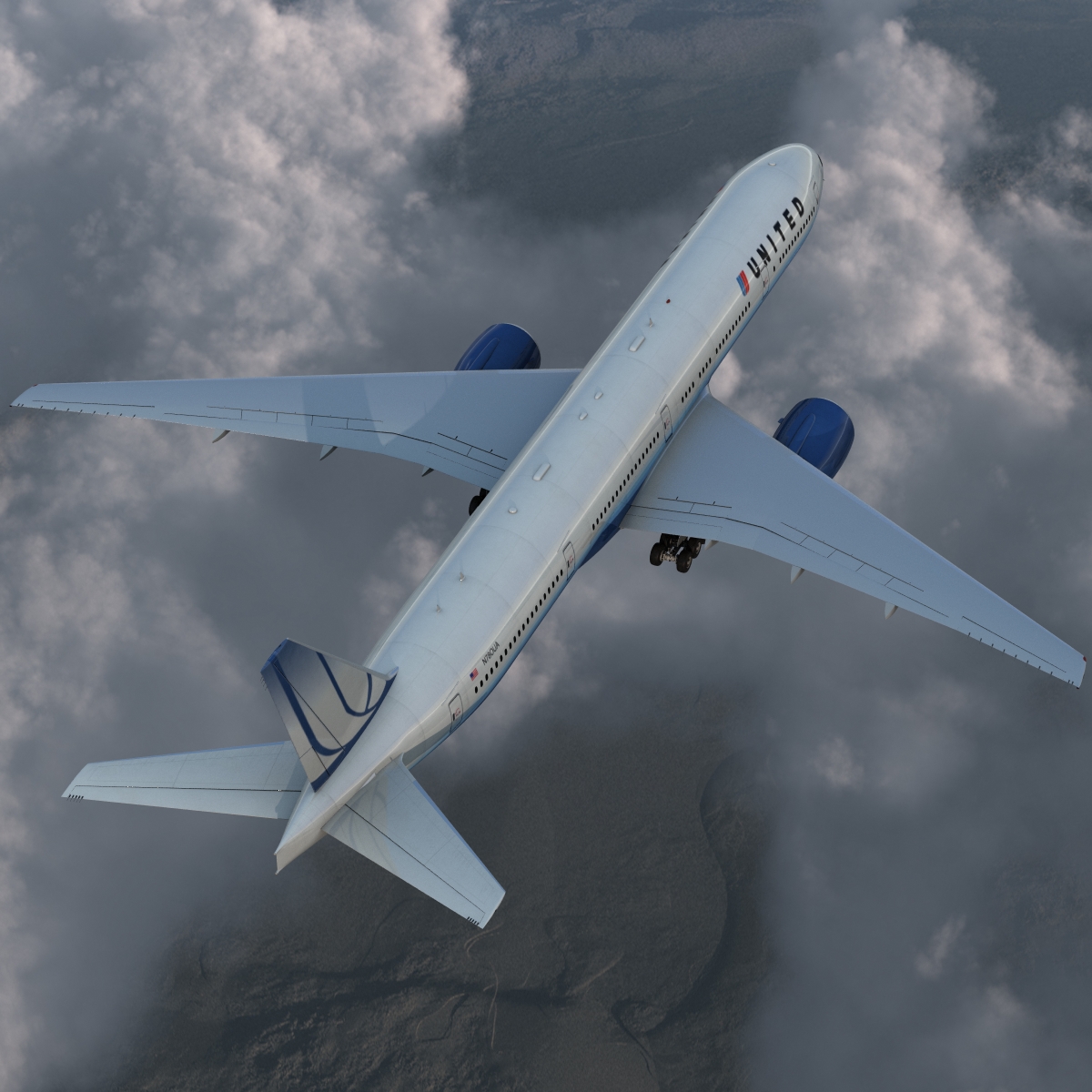 3D model Boeing 777 300 United Airlines