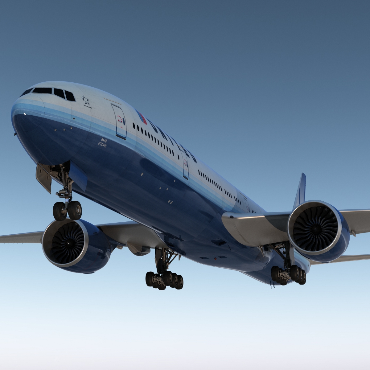 3D model Boeing 777 300 United Airlines