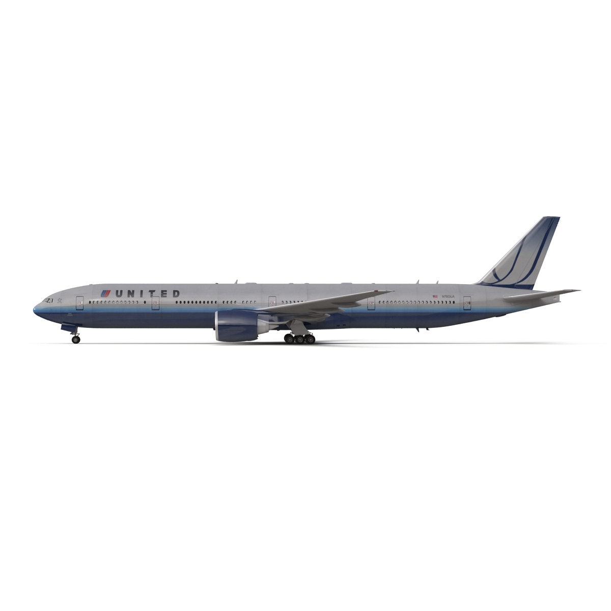 3D model Boeing 777 300 United Airlines