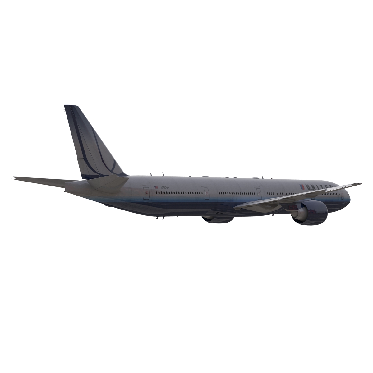 Boeing 777 300 United Airlines Rigged 3D