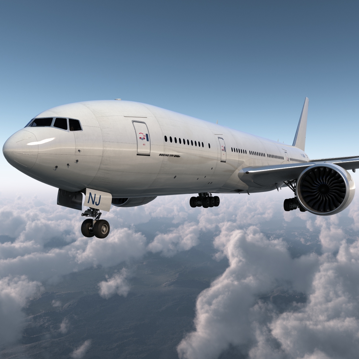 3D Boeing 777 200LR Generic Rigged