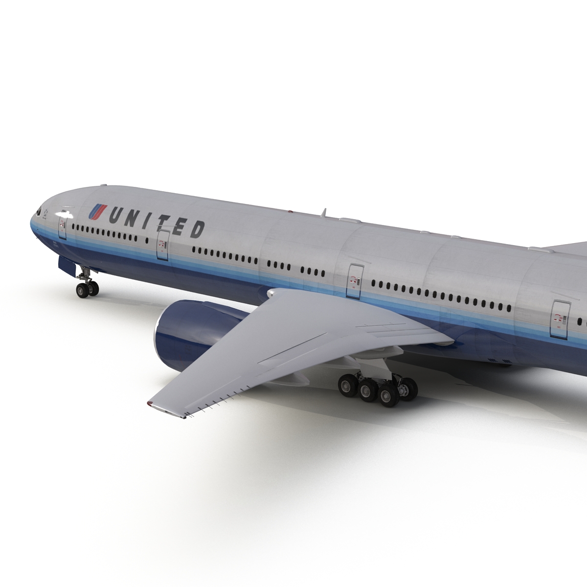 Boeing 777 300 United Airlines Rigged 3D