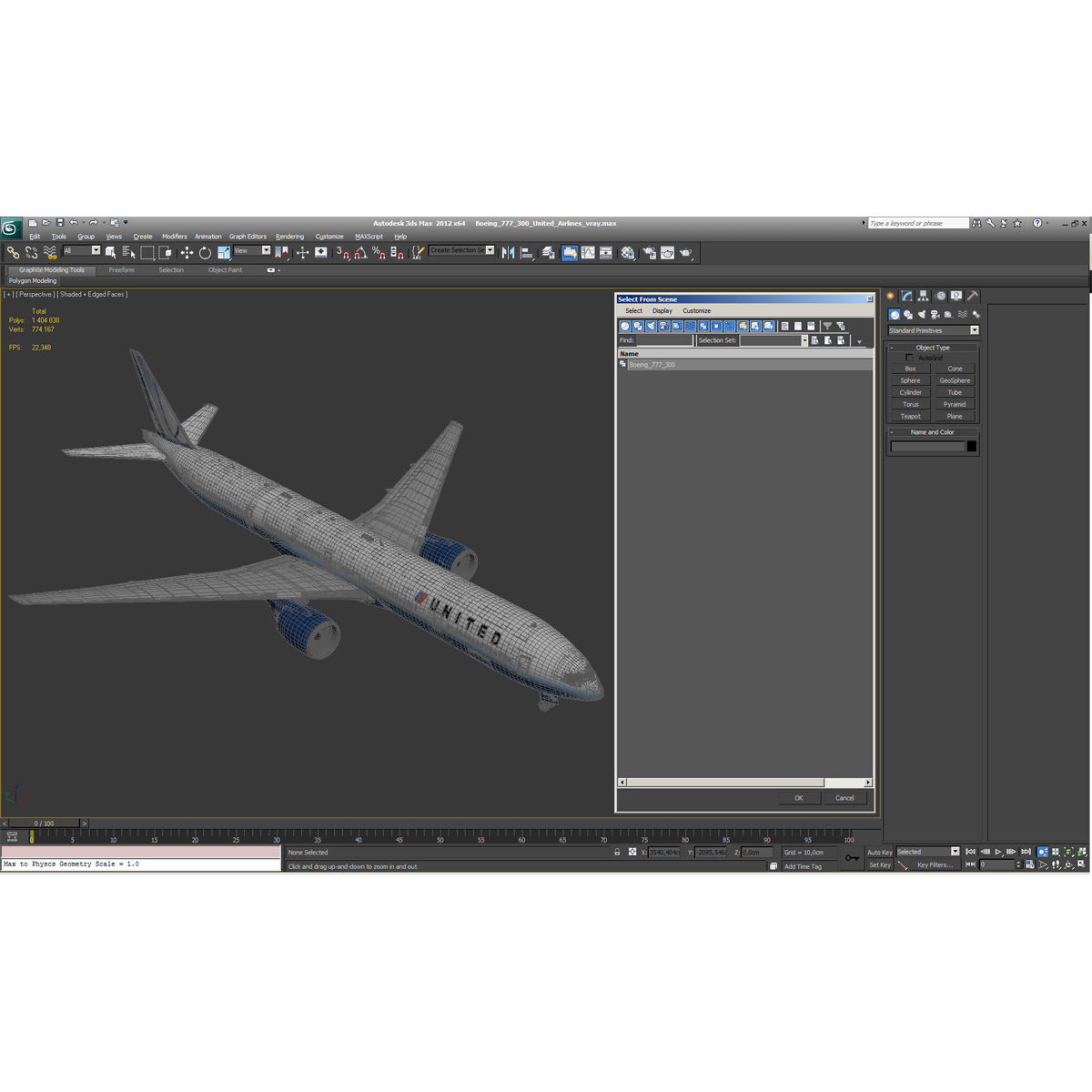 3D model Boeing 777 300 United Airlines