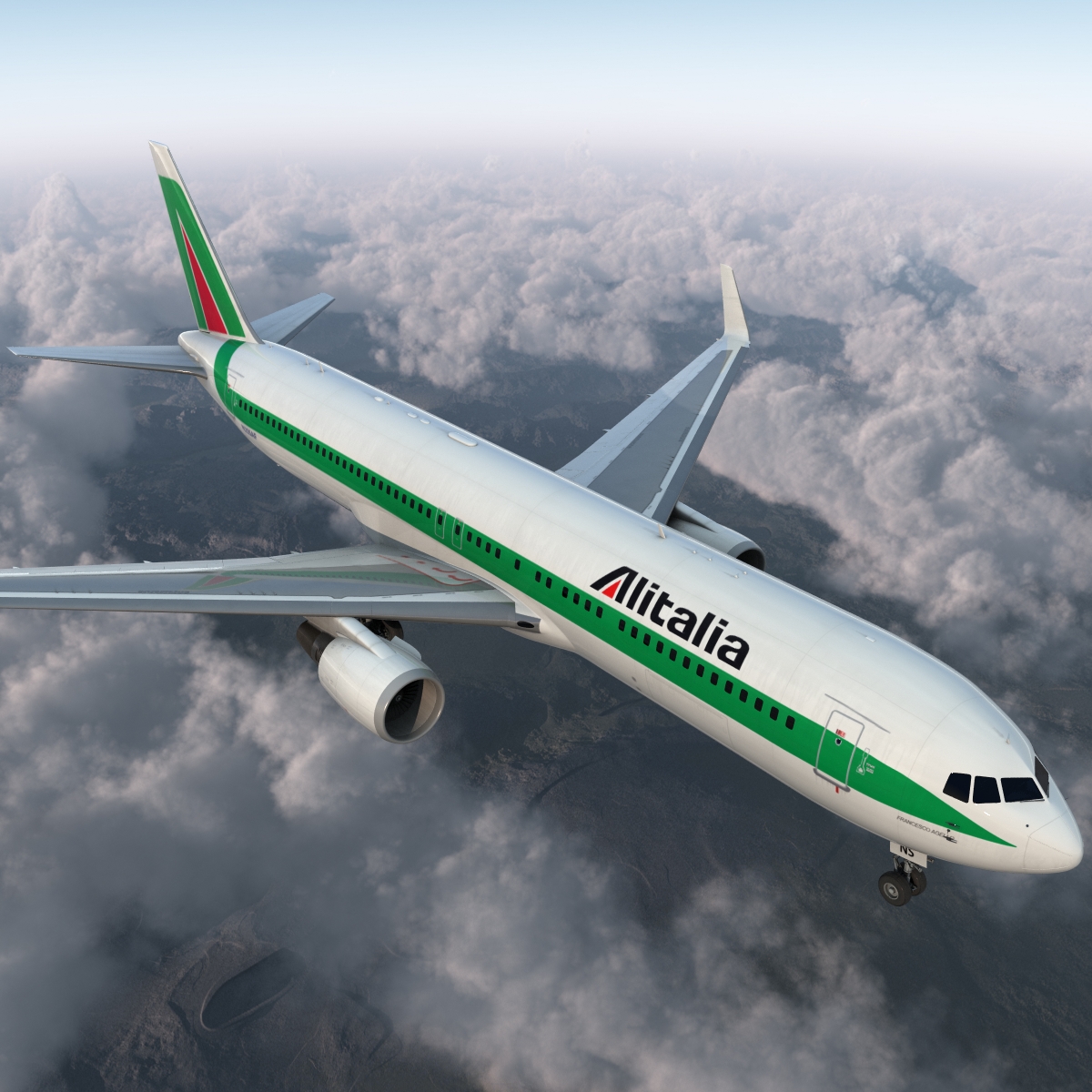 Boeing 767 300ER Alitalia Rigged 3D