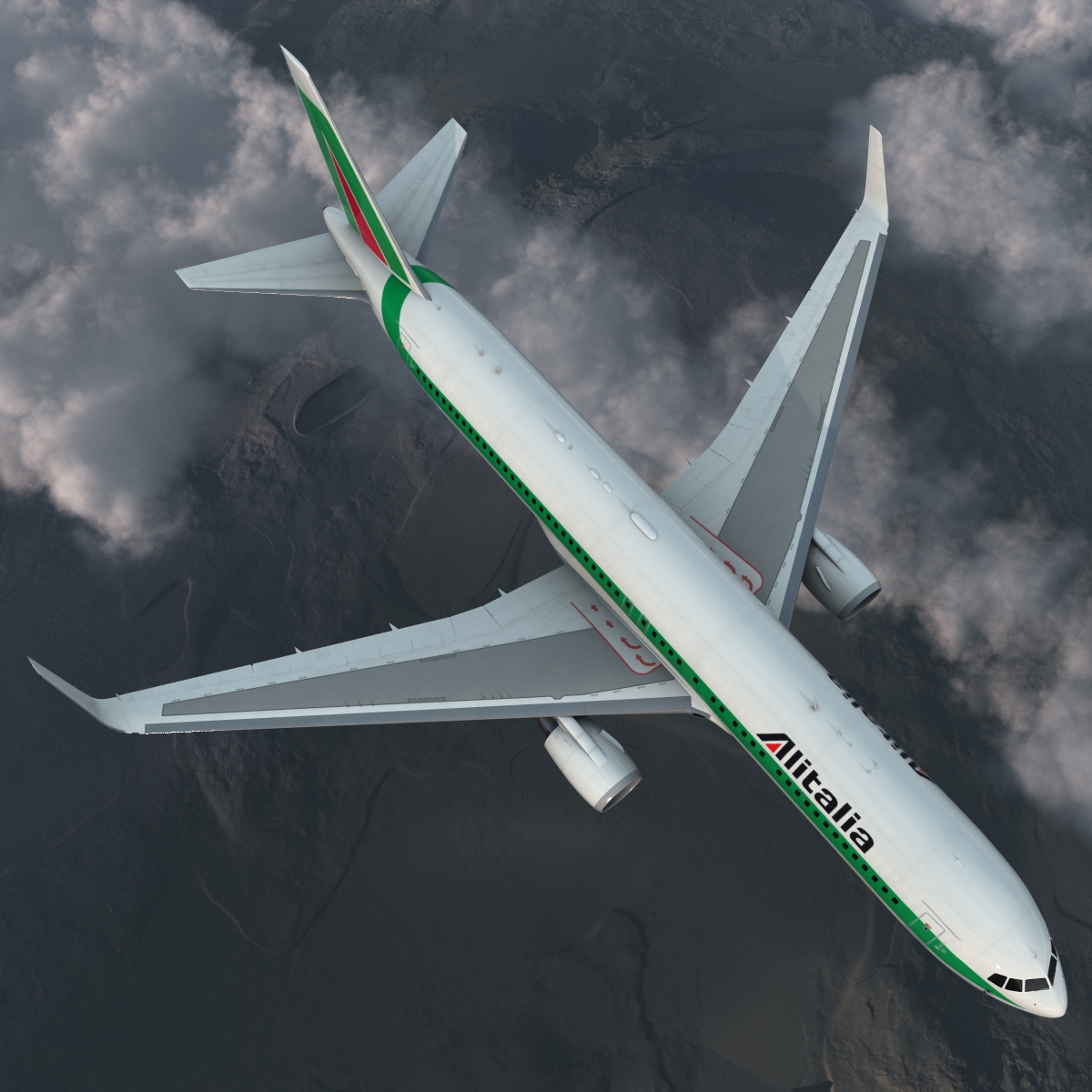 Boeing 767 300ER Alitalia Rigged 3D