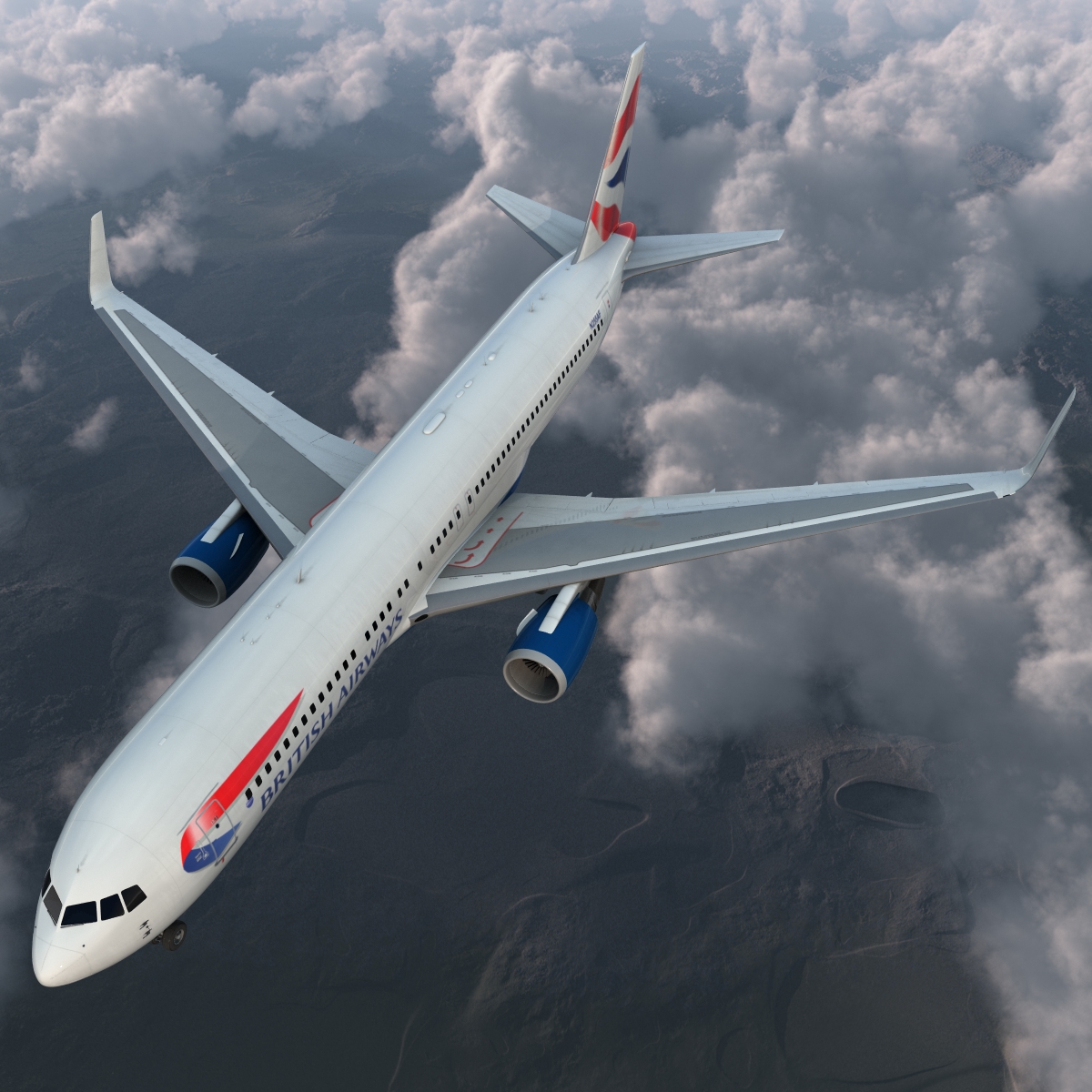 Boeing 767 300ER British Airways Rigged 3D model