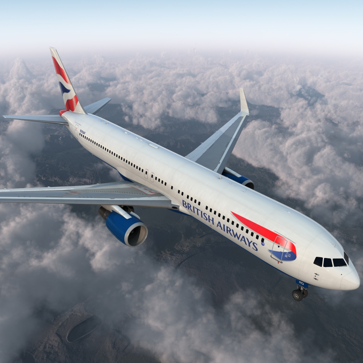 Boeing 767 300ER British Airways Rigged 3D model