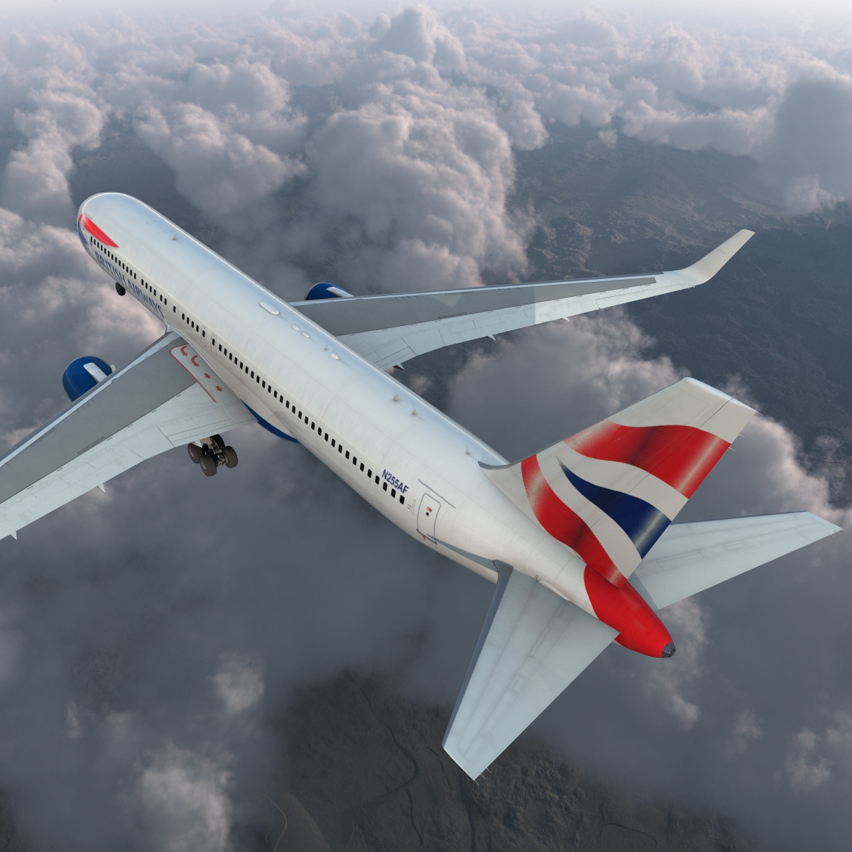 Boeing 767 300ER British Airways Rigged 3D model