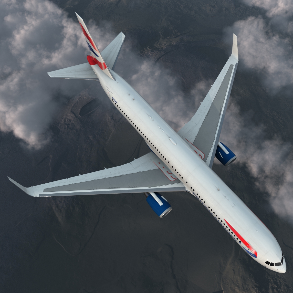 Boeing 767 300ER British Airways Rigged 3D model