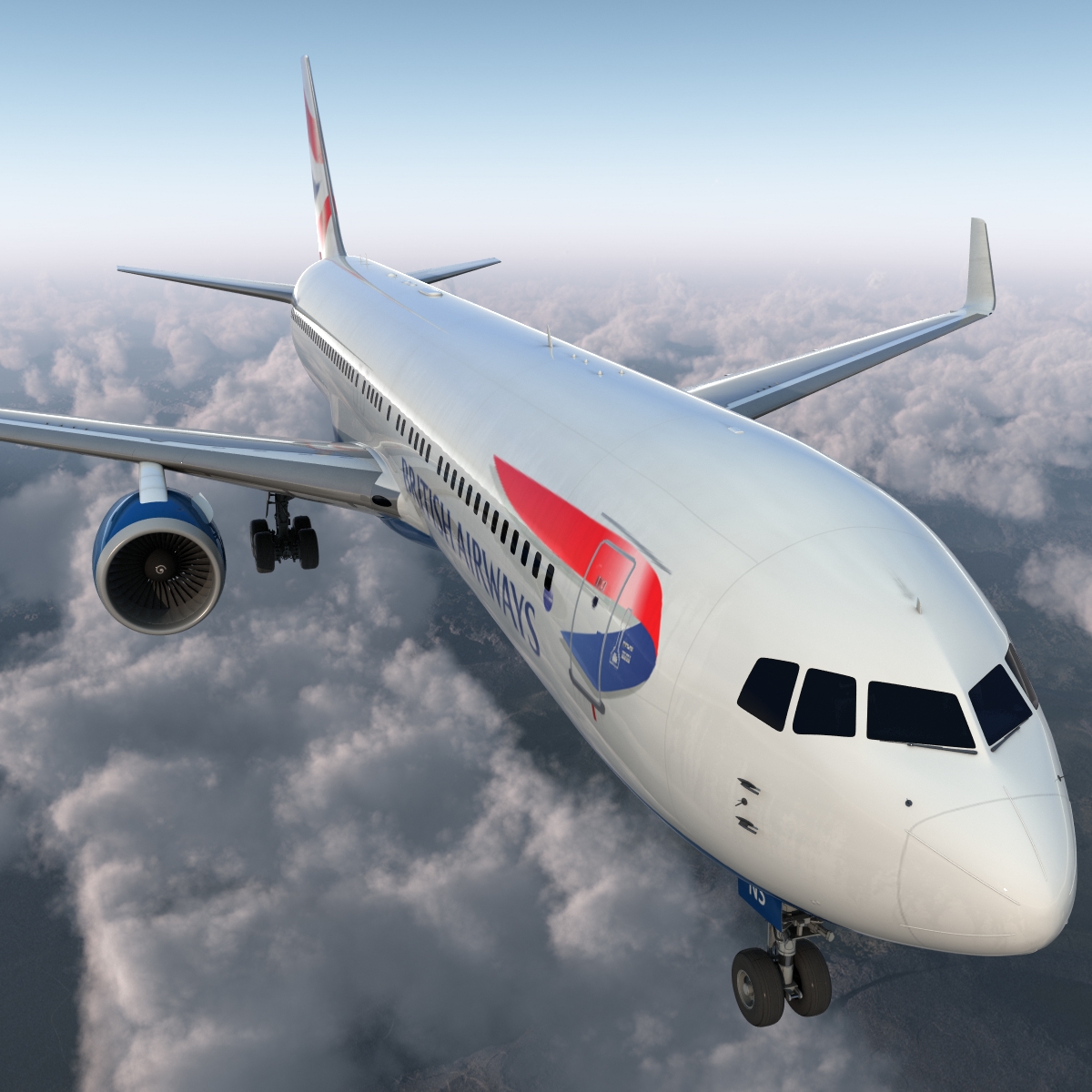 Boeing 767 300ER British Airways Rigged 3D model