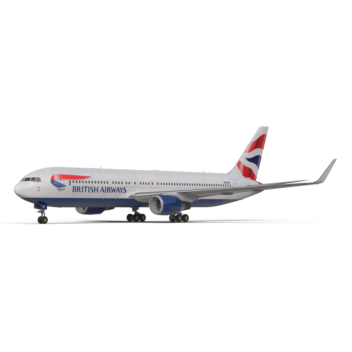 Boeing 767 300ER British Airways Rigged 3D model