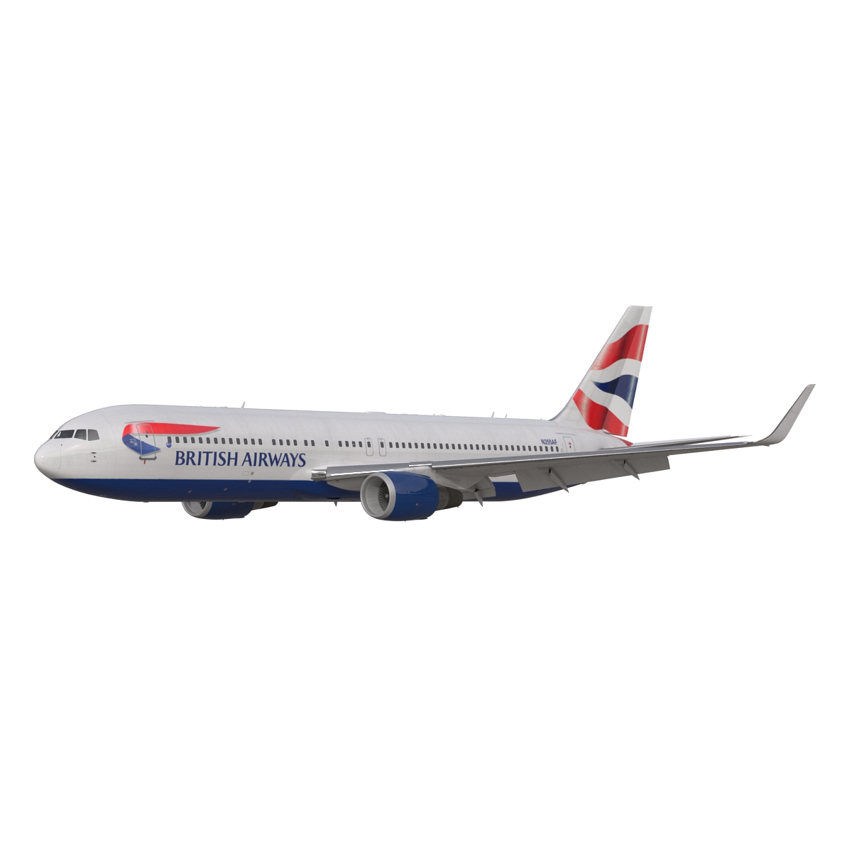 Boeing 767 300ER British Airways Rigged 3D model