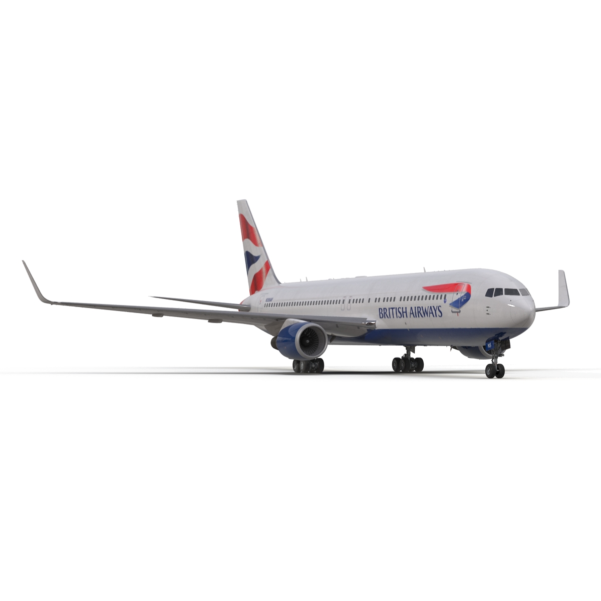 Boeing 767 300ER British Airways Rigged 3D model