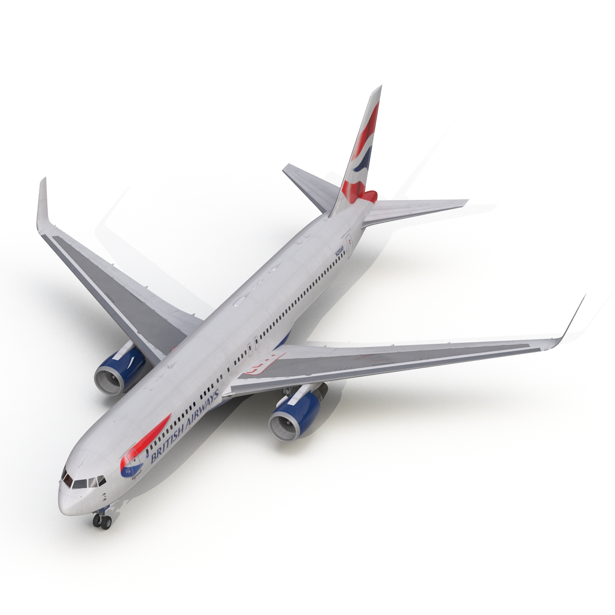 Boeing 767 300ER British Airways Rigged 3D model