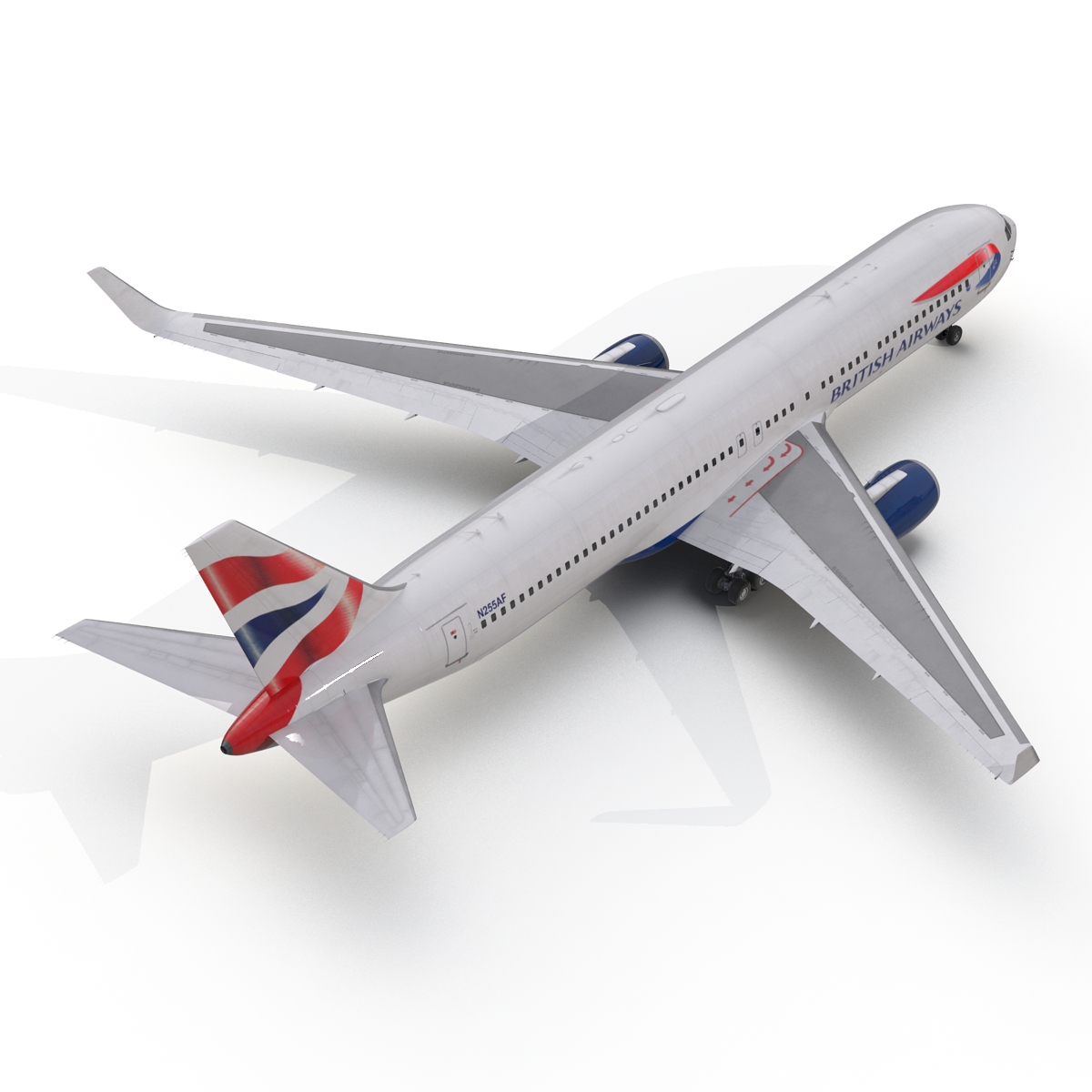 Boeing 767 300ER British Airways Rigged 3D model