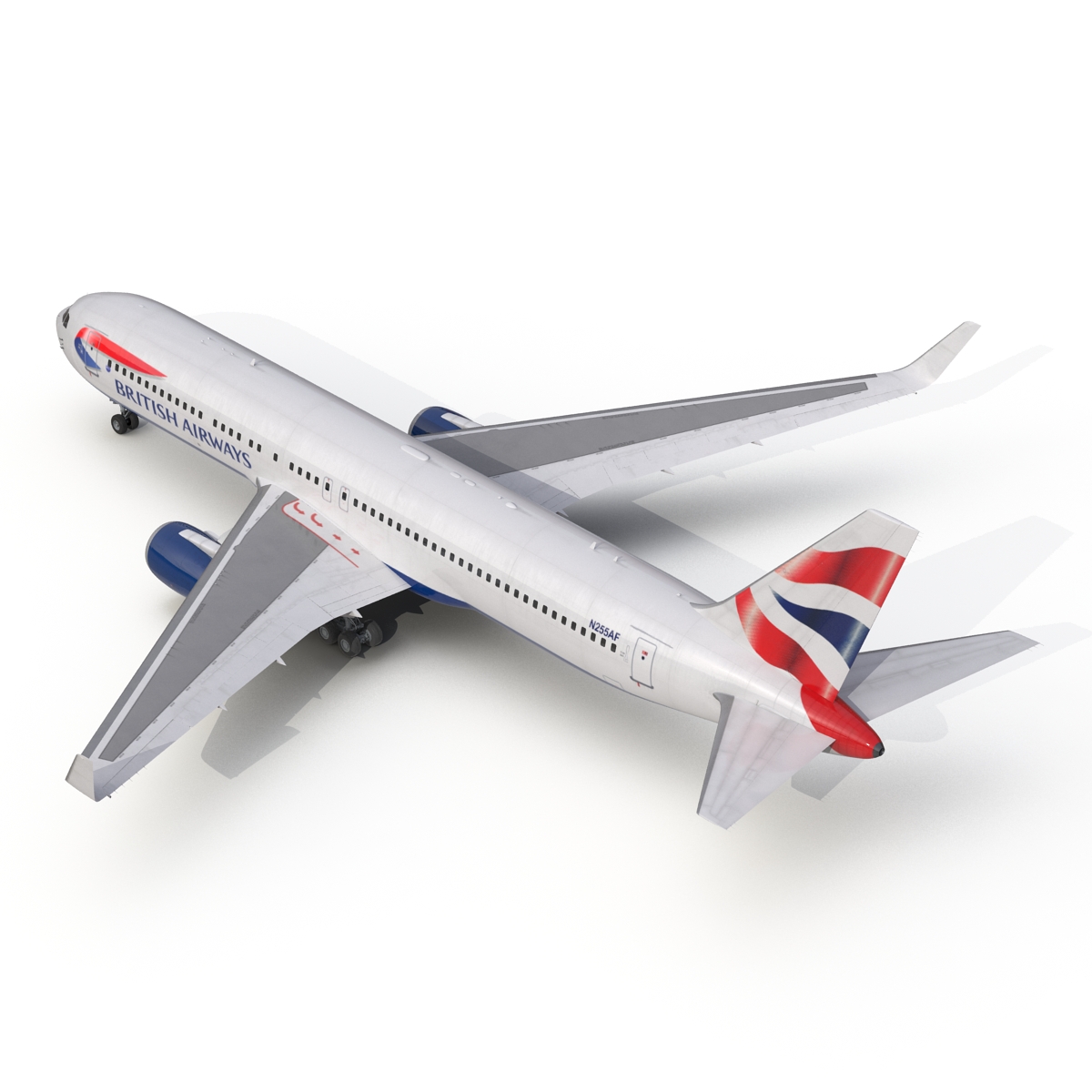 Boeing 767 300ER British Airways Rigged 3D model