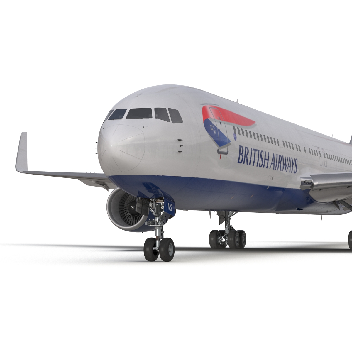 Boeing 767 300ER British Airways Rigged 3D model