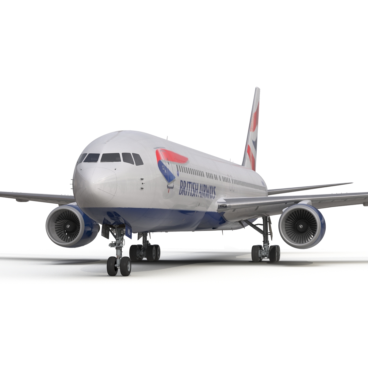 Boeing 767 300ER British Airways Rigged 3D model