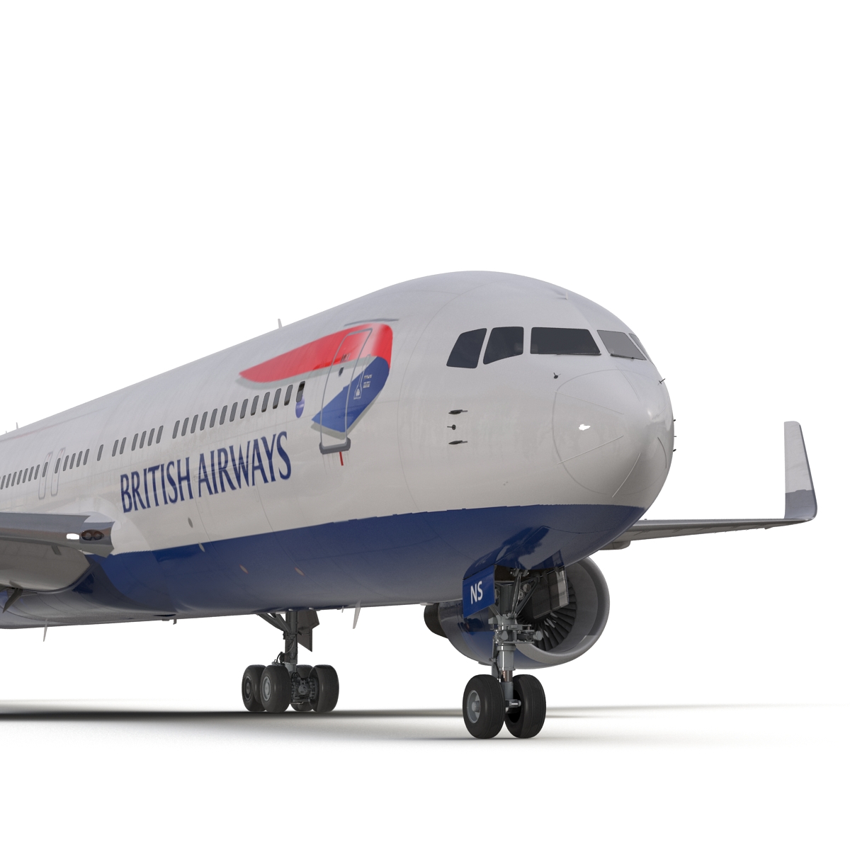 Boeing 767 300ER British Airways Rigged 3D model