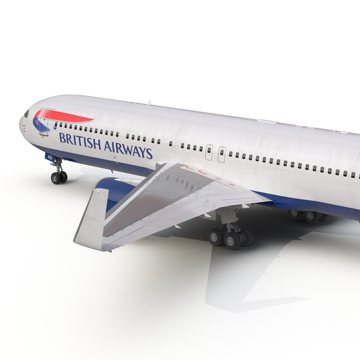 Boeing 767 300ER British Airways Rigged 3D model