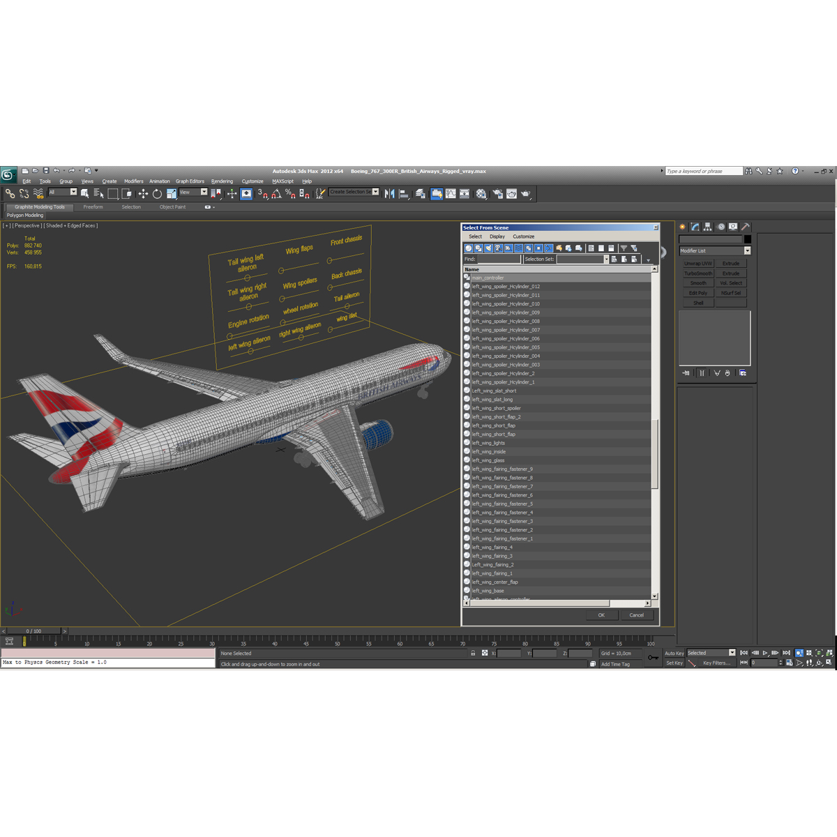 Boeing 767 300ER British Airways Rigged 3D model