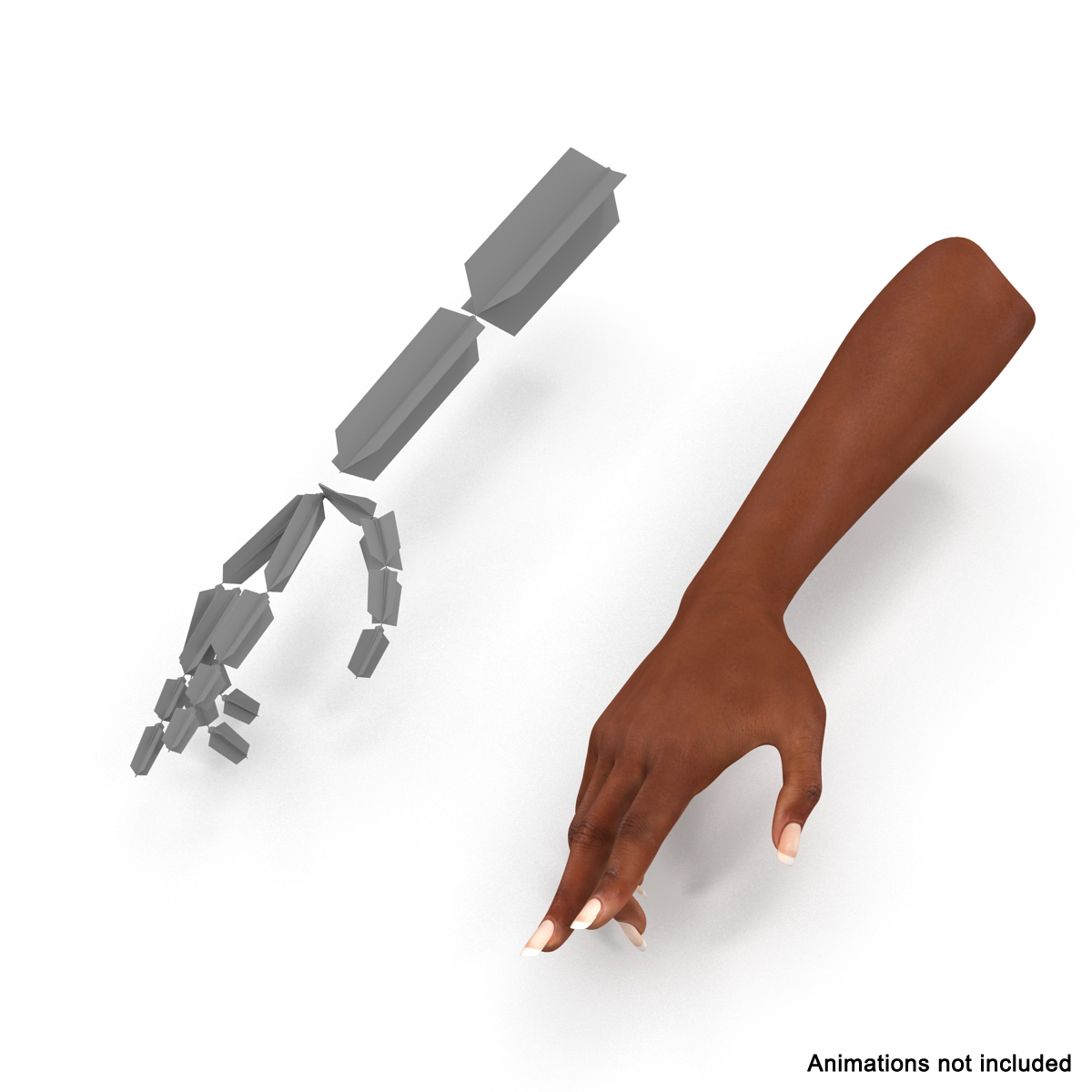 3D model Female Hand African American Rigged