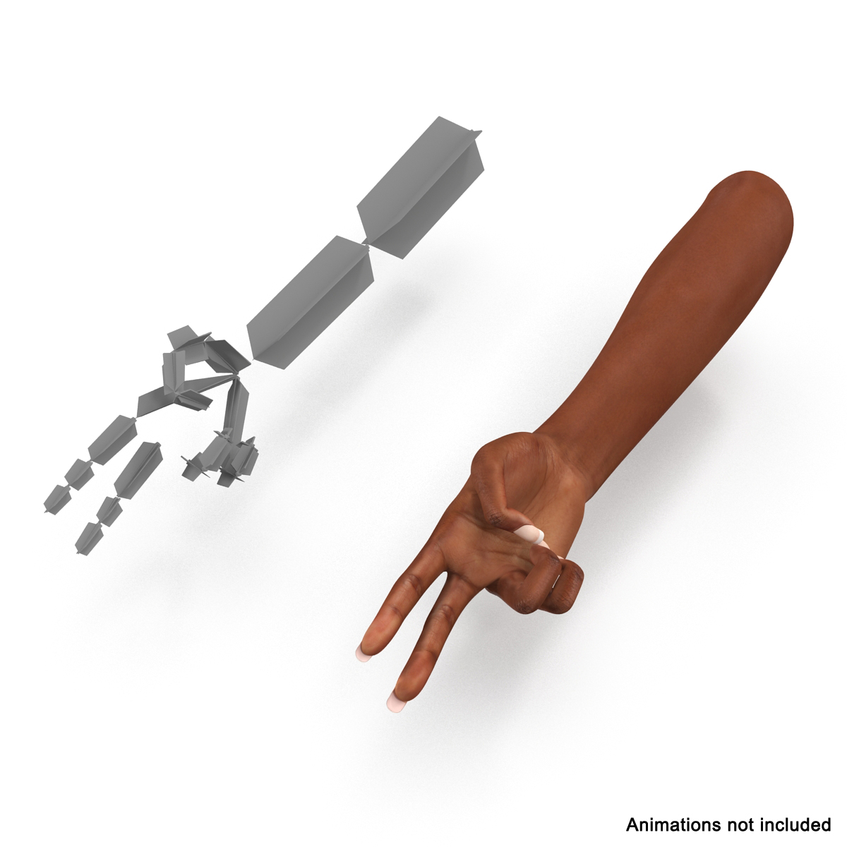 3D model Female Hand African American Rigged