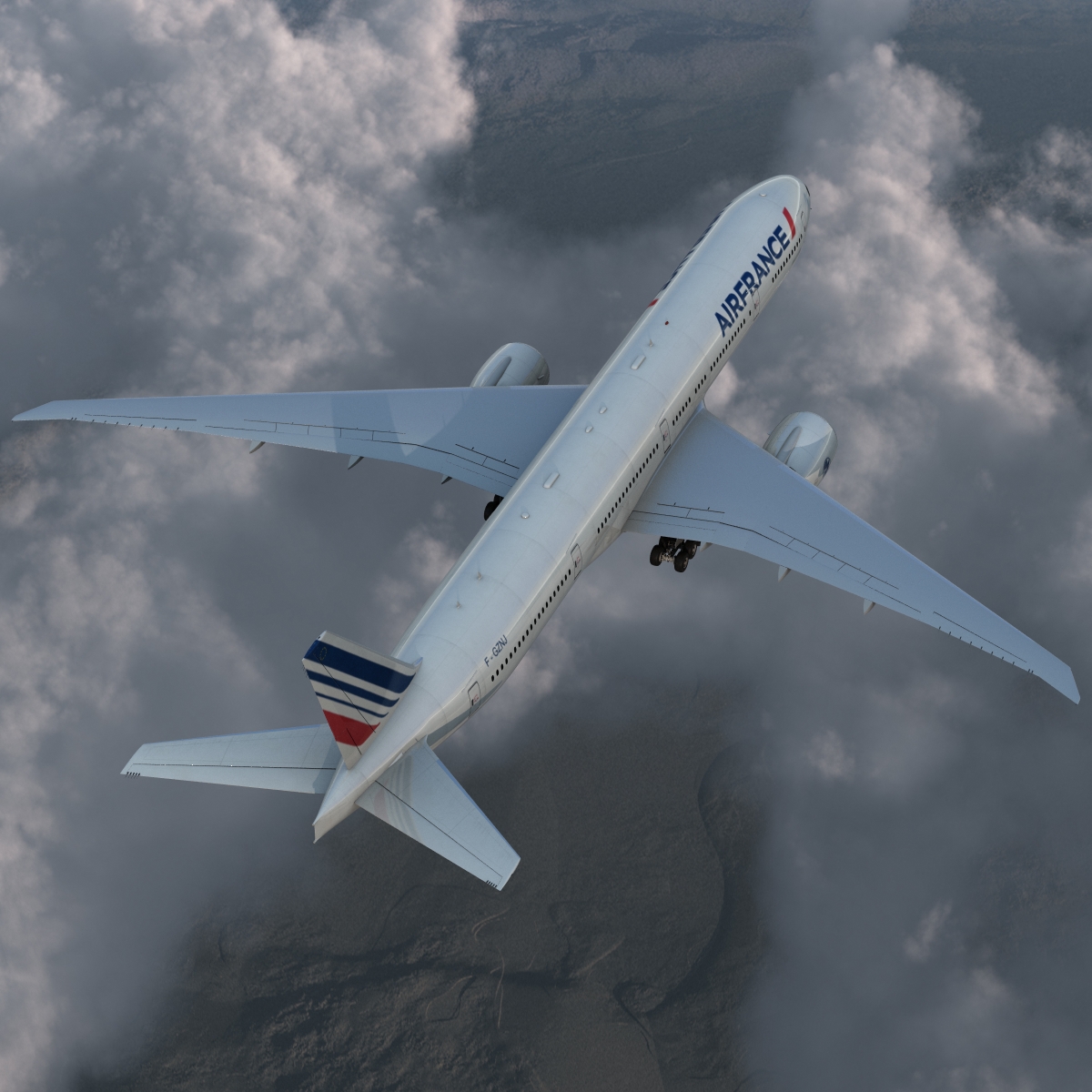 Boeing 777 300ER Air France Rigged 3D model