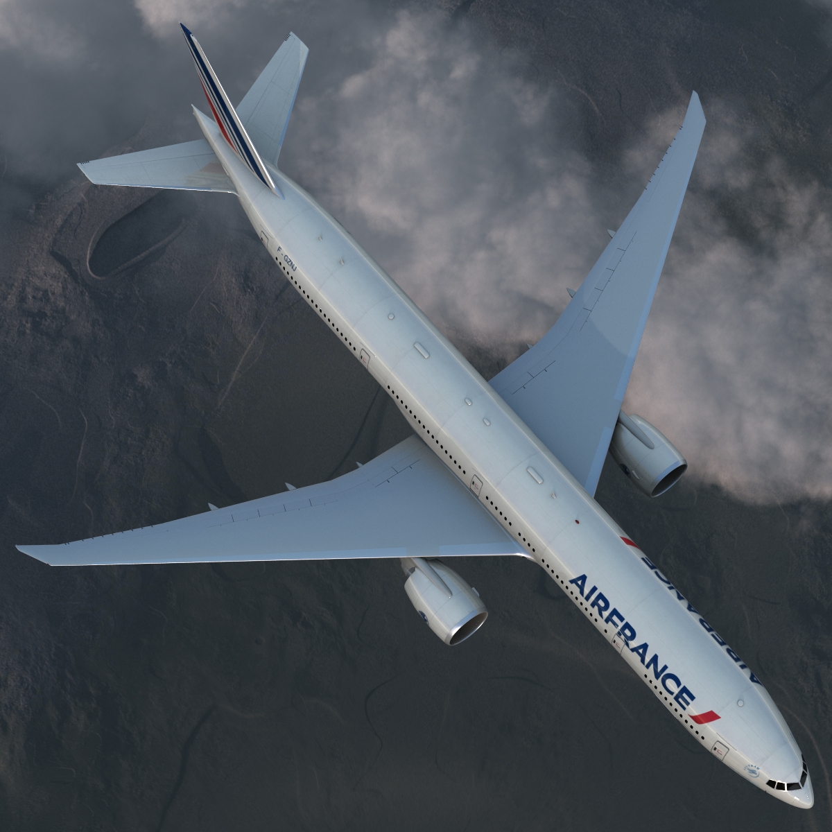 Boeing 777 300ER Air France Rigged 3D model