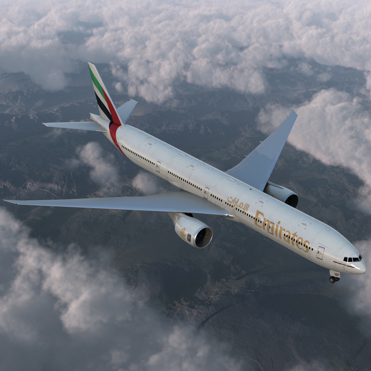 3D Boeing 777 300ER Emirates Airlines Rigged