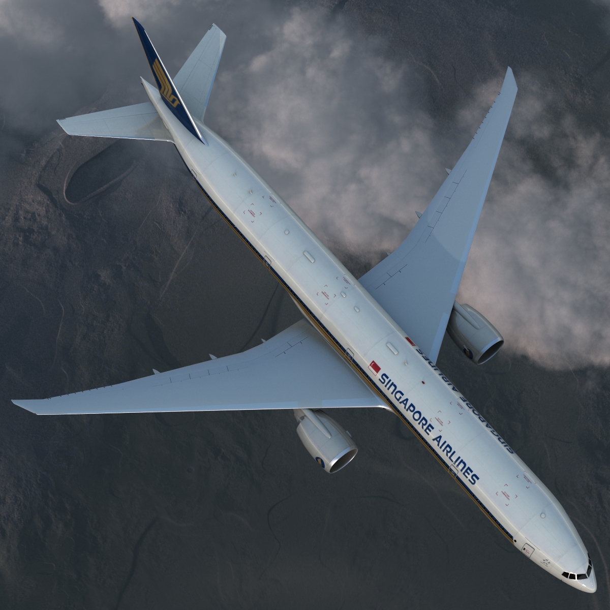 3D model Boeing 777 300ER Singapore Airlines