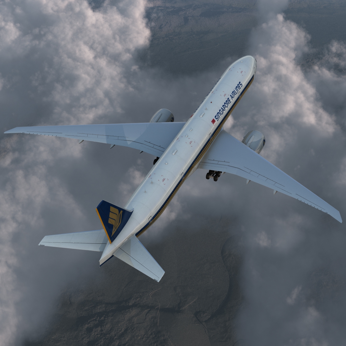 Boeing 777 300ER Singapore Airlines Rigged 3D