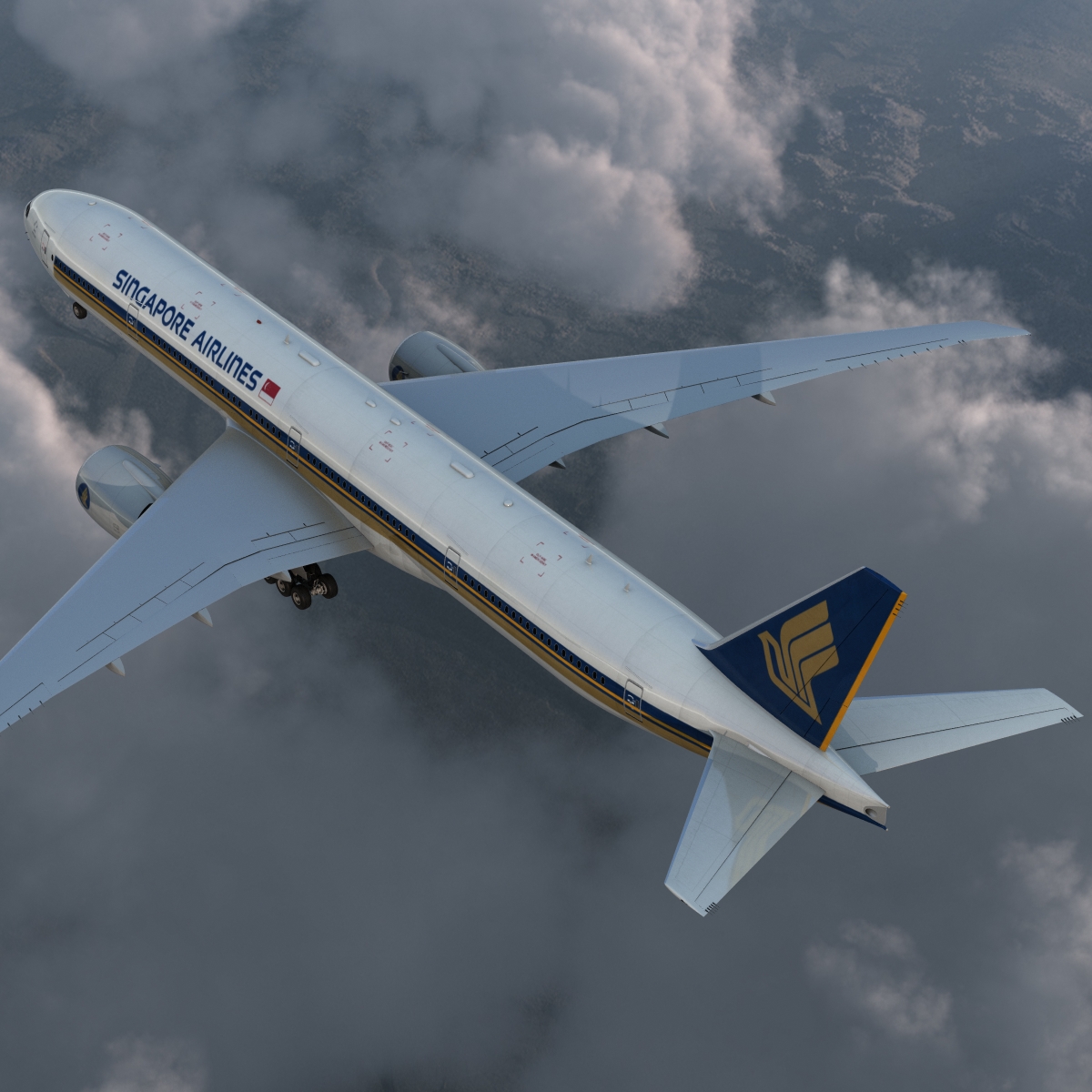 Boeing 777 300ER Singapore Airlines Rigged 3D