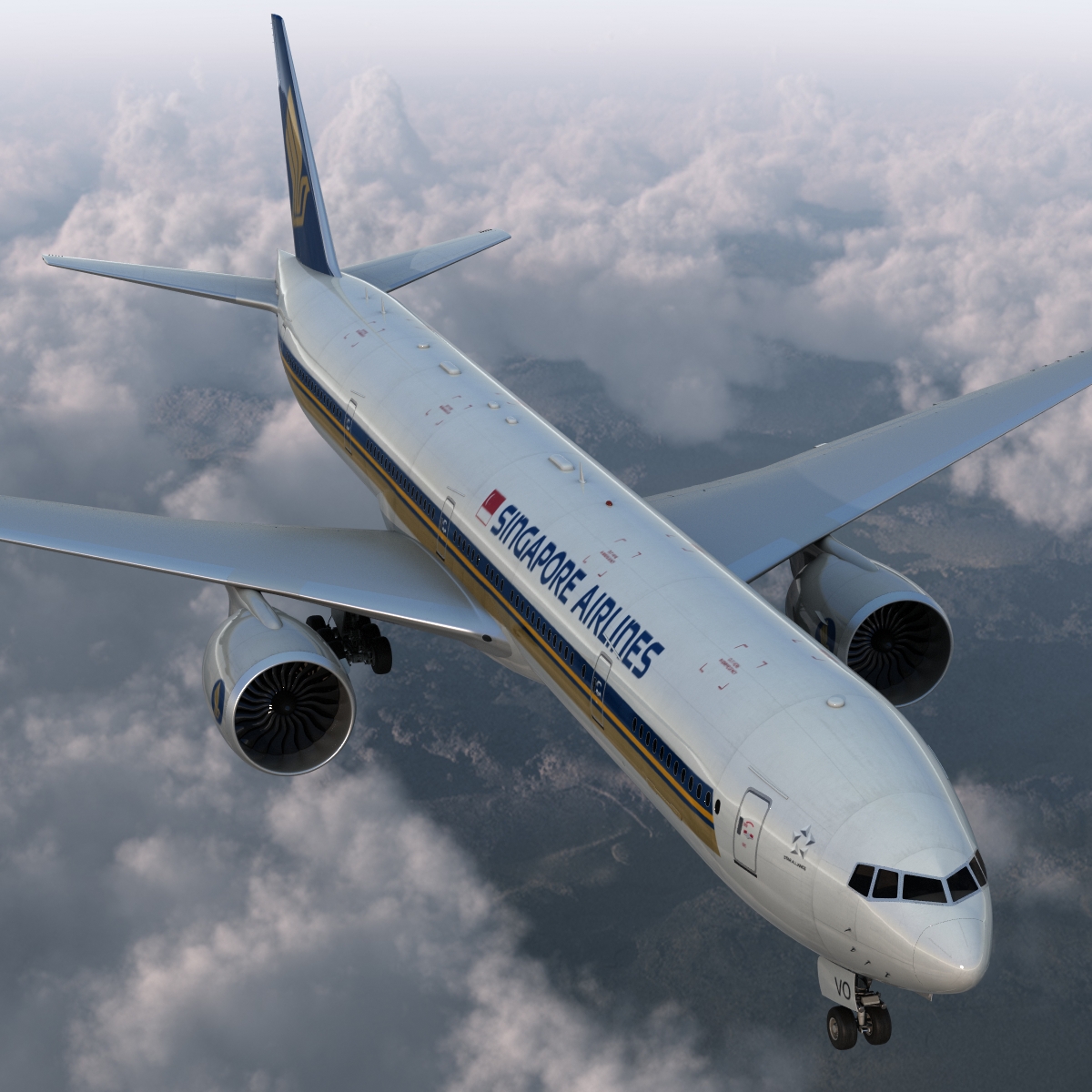 Boeing 777 300ER Singapore Airlines Rigged 3D