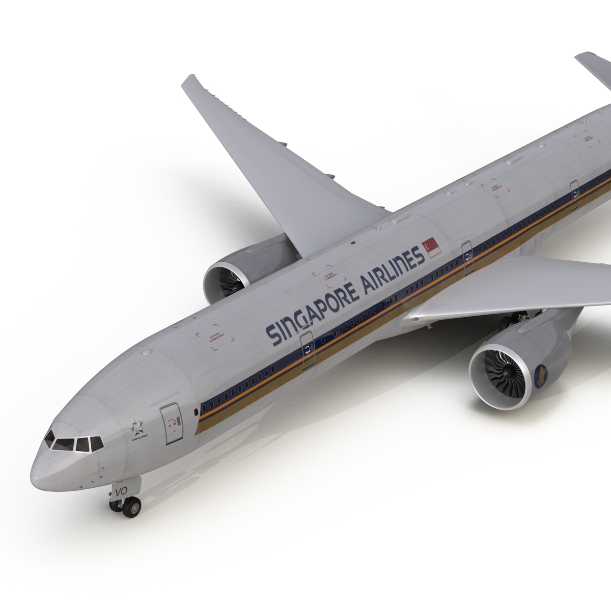 Boeing 777 300ER Singapore Airlines Rigged 3D