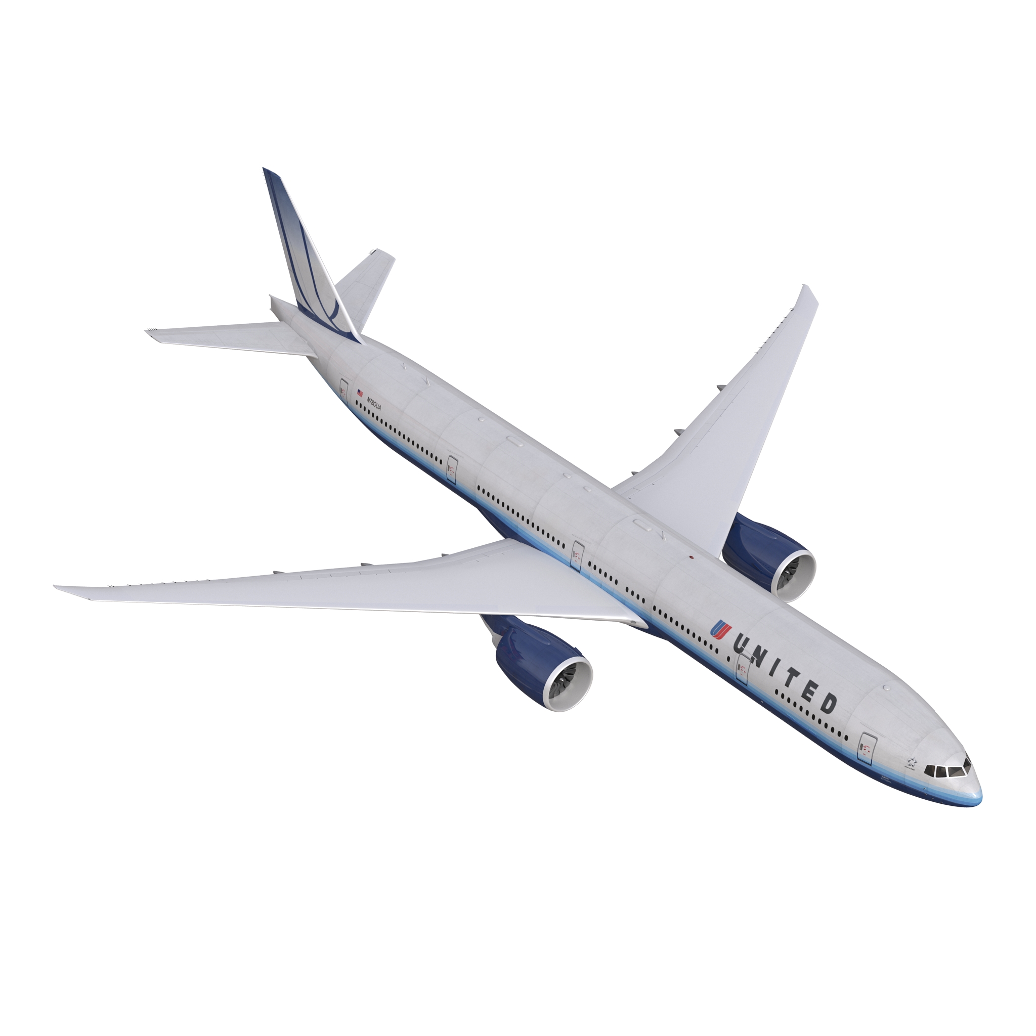 Boeing 777 300ER United Airlines Rigged 3D model