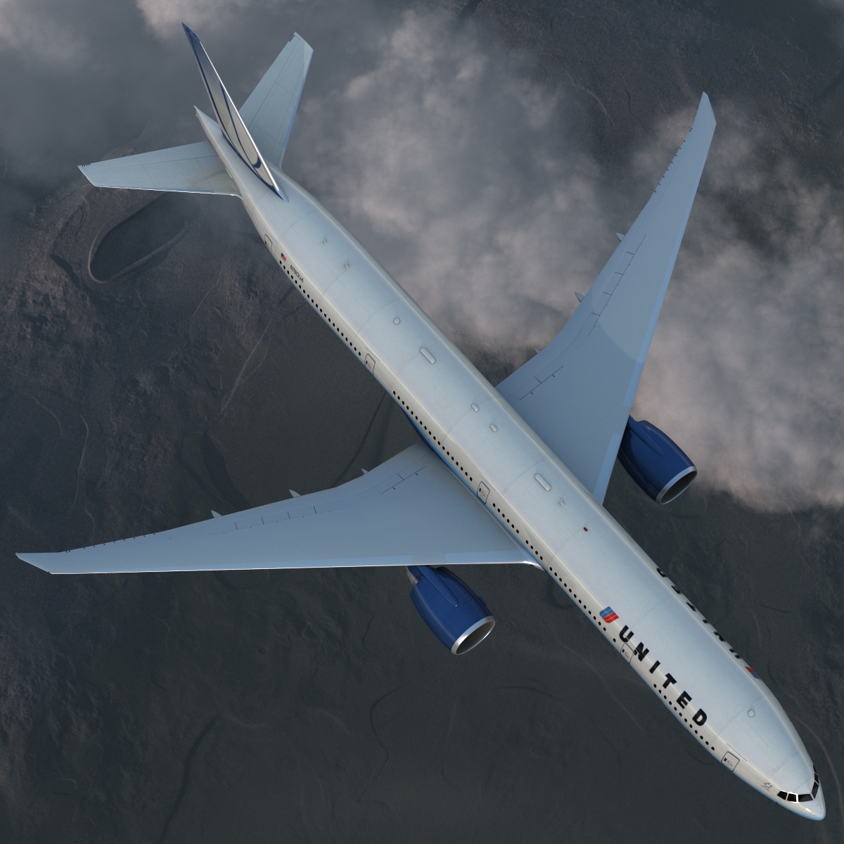 Boeing 777 300ER United Airlines Rigged 3D model