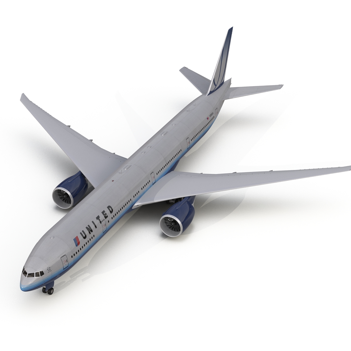 Boeing 777 300ER United Airlines Rigged 3D model