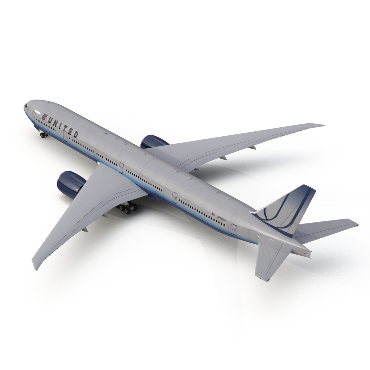 Boeing 777 300ER United Airlines Rigged 3D model