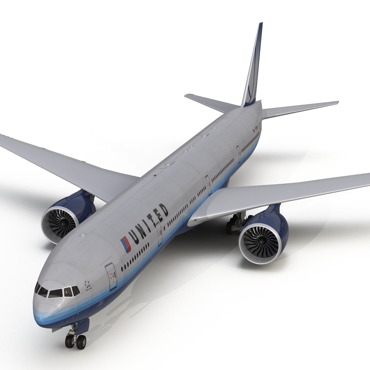 Boeing 777 300ER United Airlines Rigged 3D model