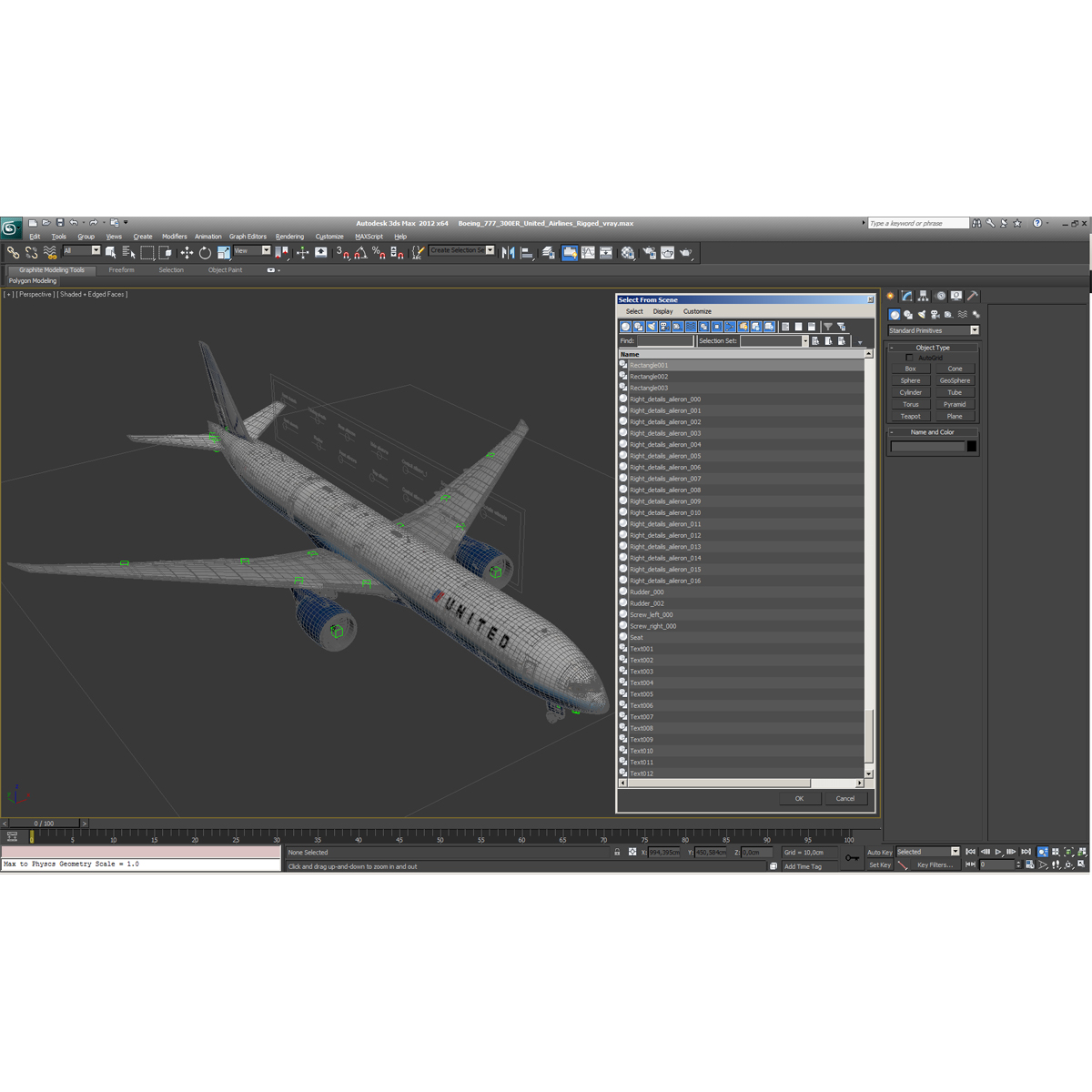 Boeing 777 300ER United Airlines Rigged 3D model