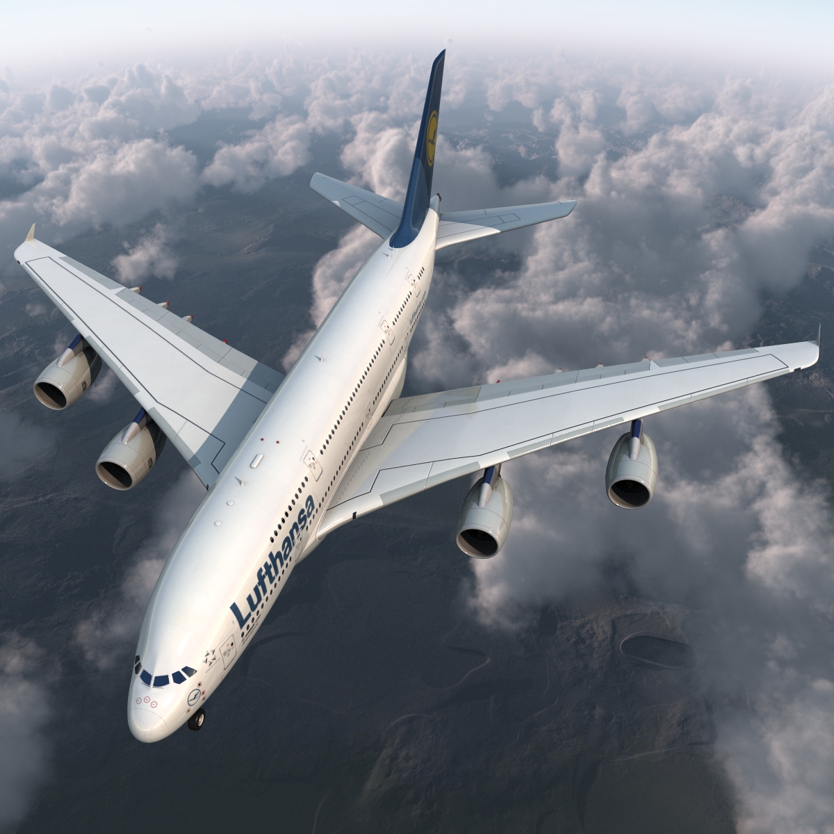 3D model Airbus A380 800 Lufthansa