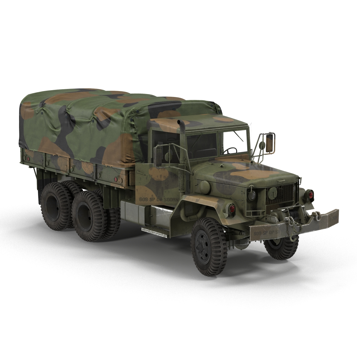 3D US Military Cargo Truck m35a2 Rigged Camo