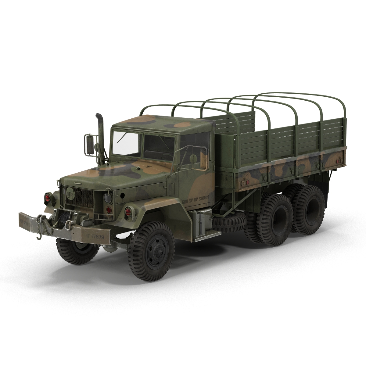 3D US Military Cargo Truck m35a2 Rigged Camo