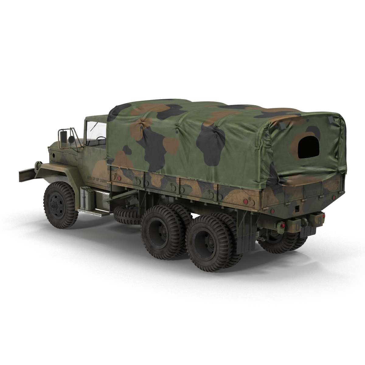 3D US Military Cargo Truck m35a2 Rigged Camo