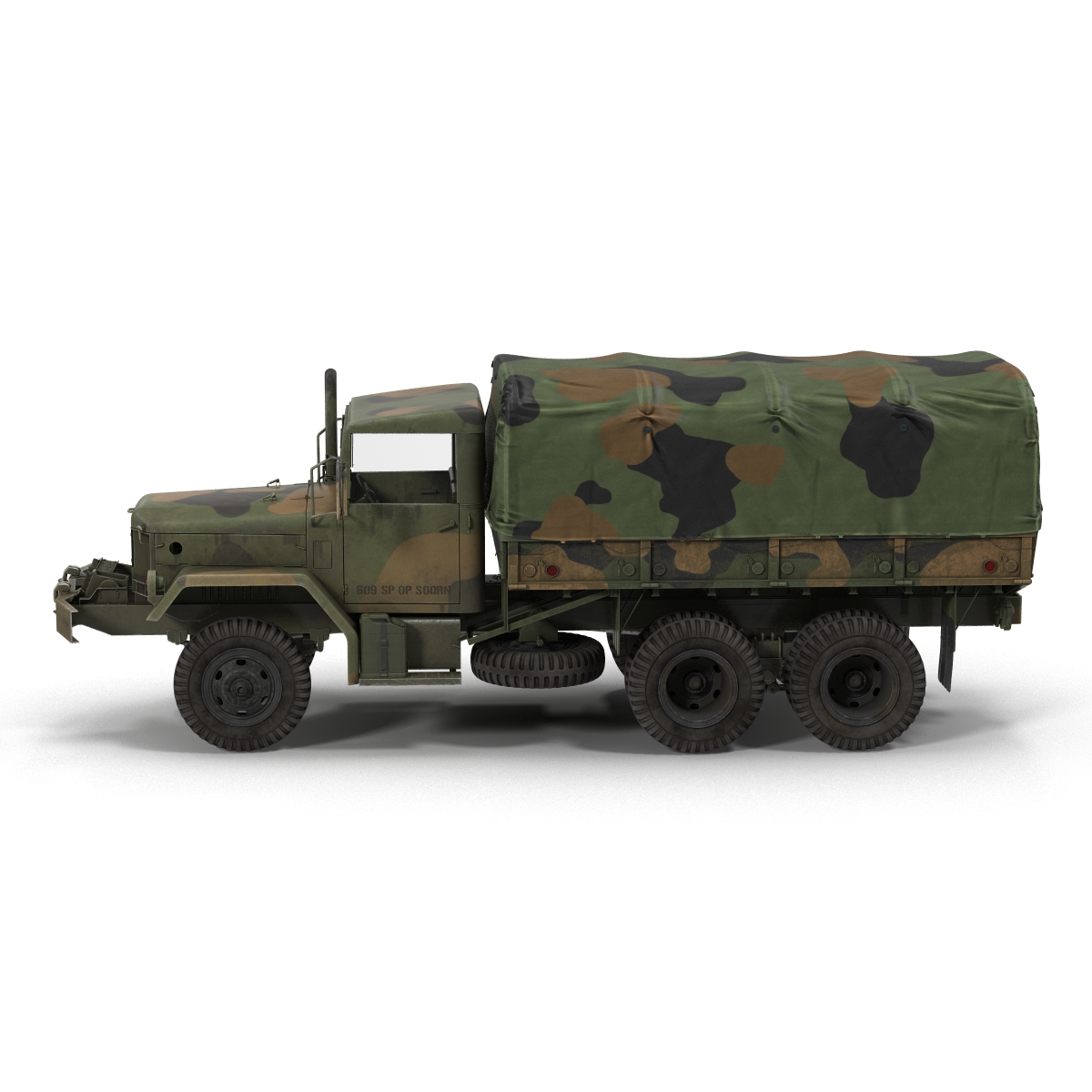 3D US Military Cargo Truck m35a2 Rigged Camo