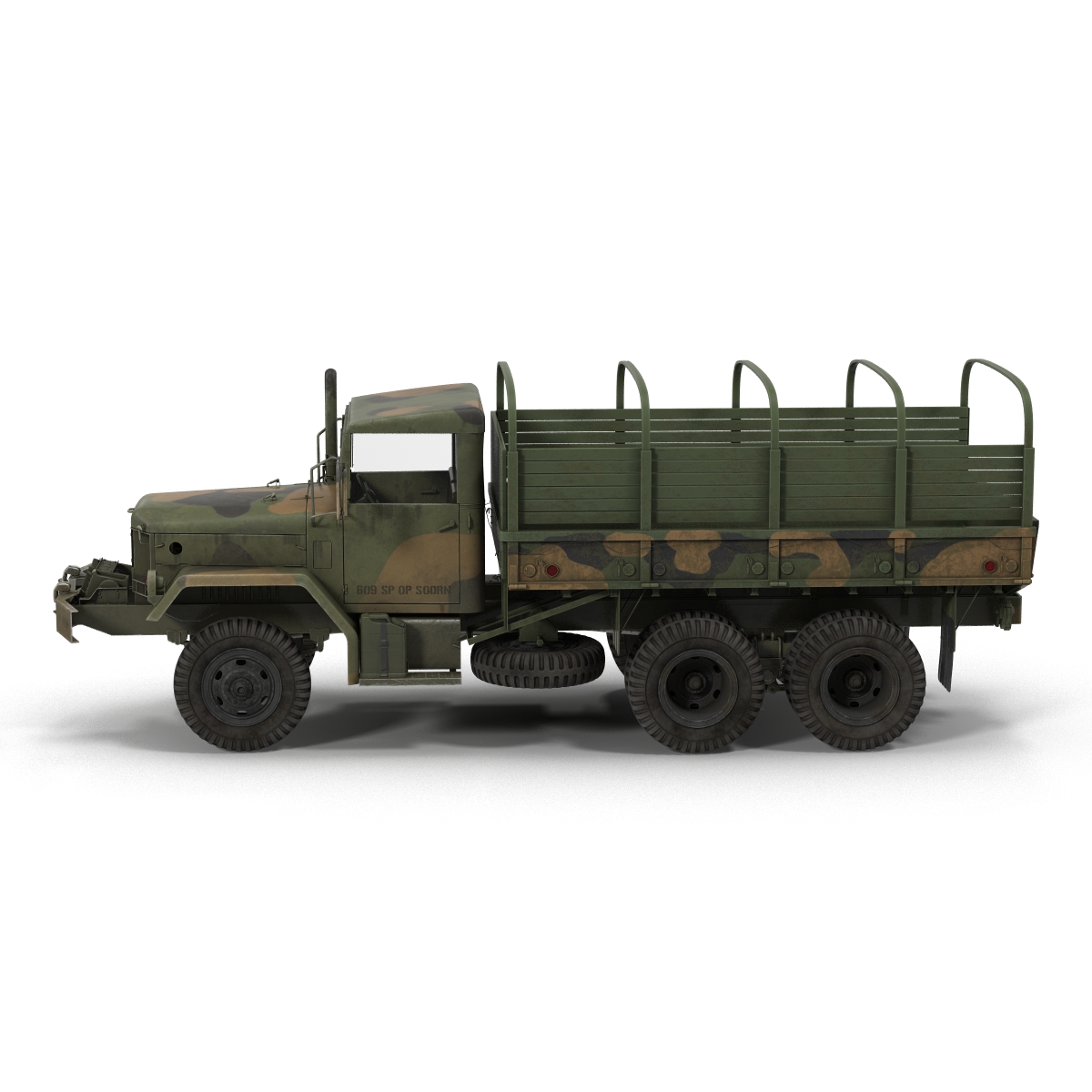 3D US Military Cargo Truck m35a2 Rigged Camo