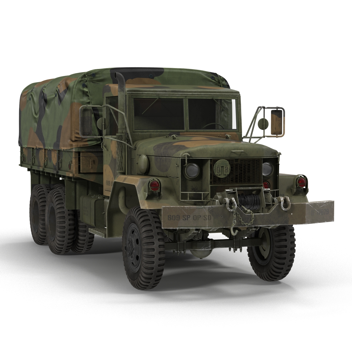 3D US Military Cargo Truck m35a2 Rigged Camo